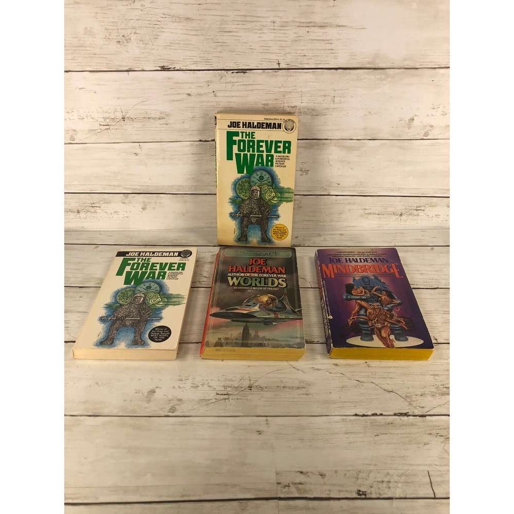 Joe Haldeman Sci-Fi Book Lot The Forever War Worlds Mindbridge 4 Paperbacks